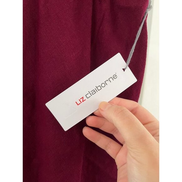 NWT Liz Claiborne Womens Burgundy Midi Skirt XL 55% Linen 45% Rayon - Picture 7 of 7
